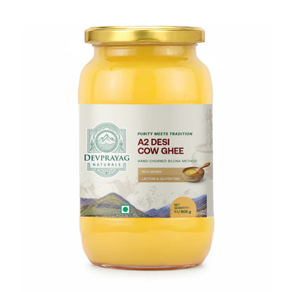 Jar of Devprayag A2 Desi Cow Ghee on a white background
